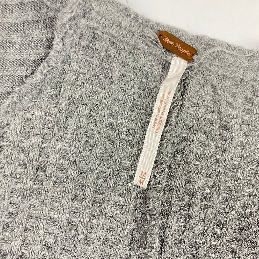 Free People Ventura Waffle Knit Hi Lo Shirt Women's Size M Gray - Picture 10 of 16